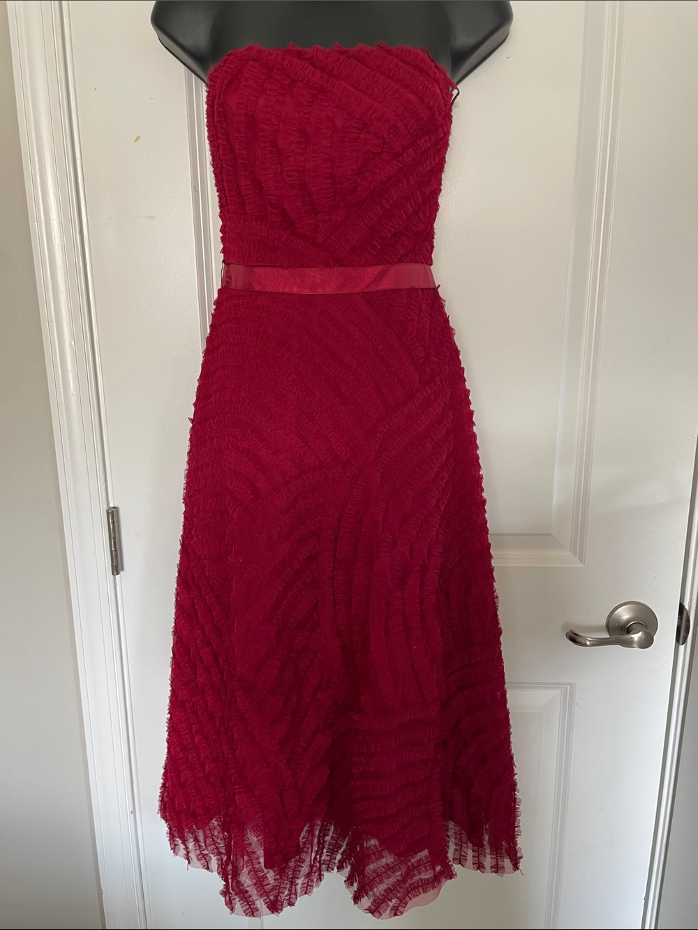 BCBGMaxAzria Strapless Red Burgundy Dress